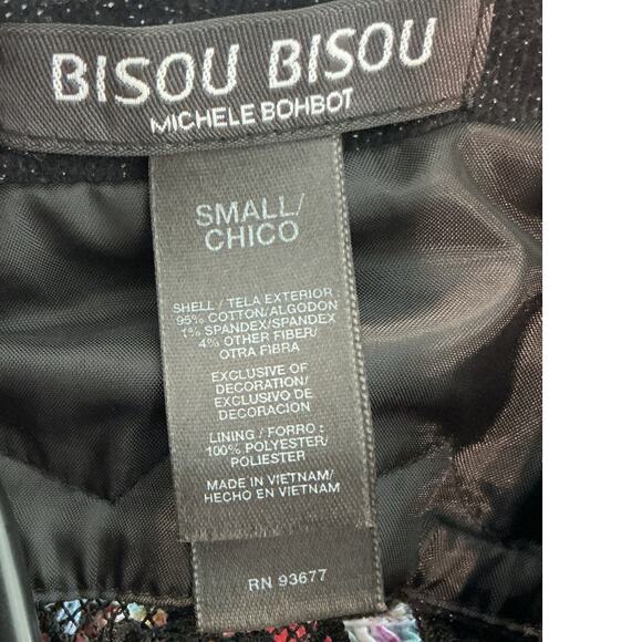 Vintage Bisou Bisou Womens Corduroy Blazer Small Black Lace Rhinestone Y2K Fairy - Picture 2 of 13